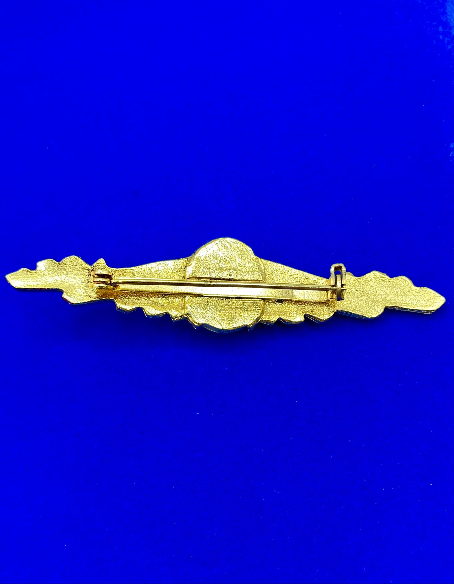 Gold Tone Glass Cabochon Bar Brooch
