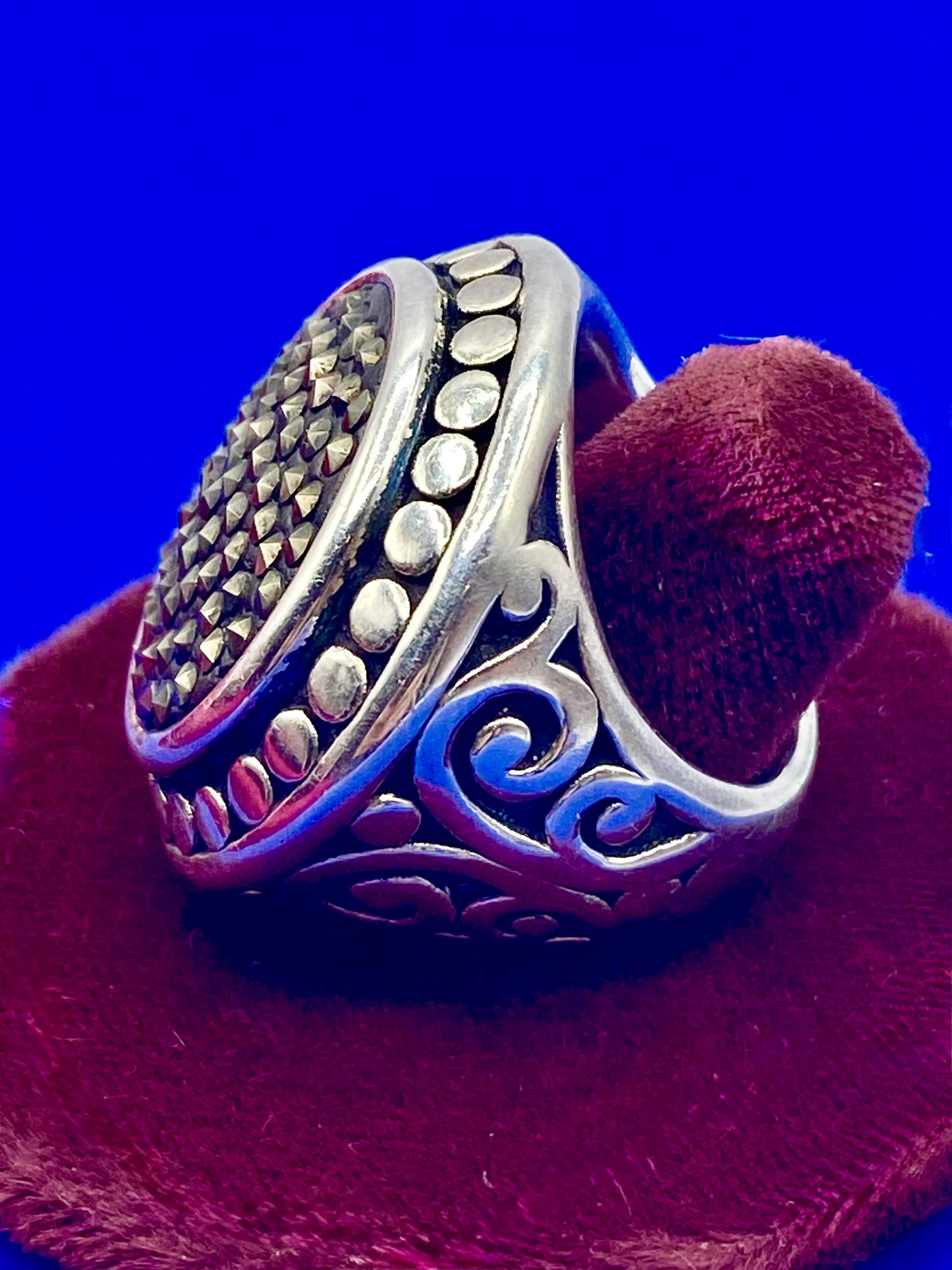 Sterling Silver Electro Formed Hollow Marcasite Ring
