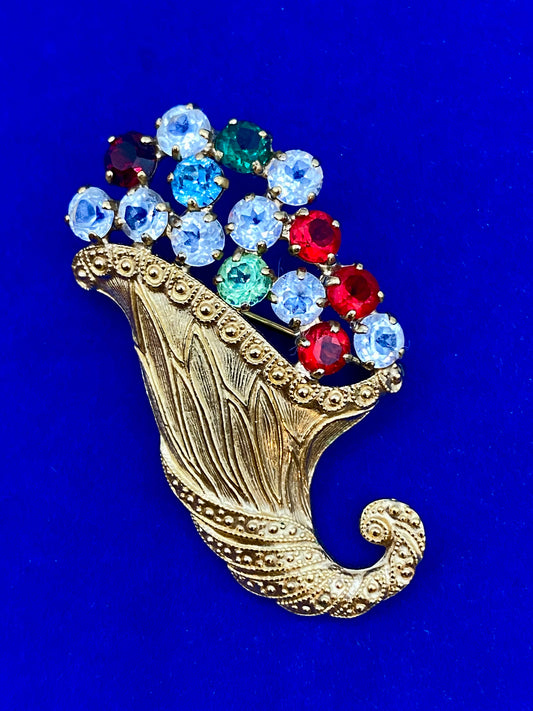 Anthony B. David Gold Tone Cornucopia Brooch