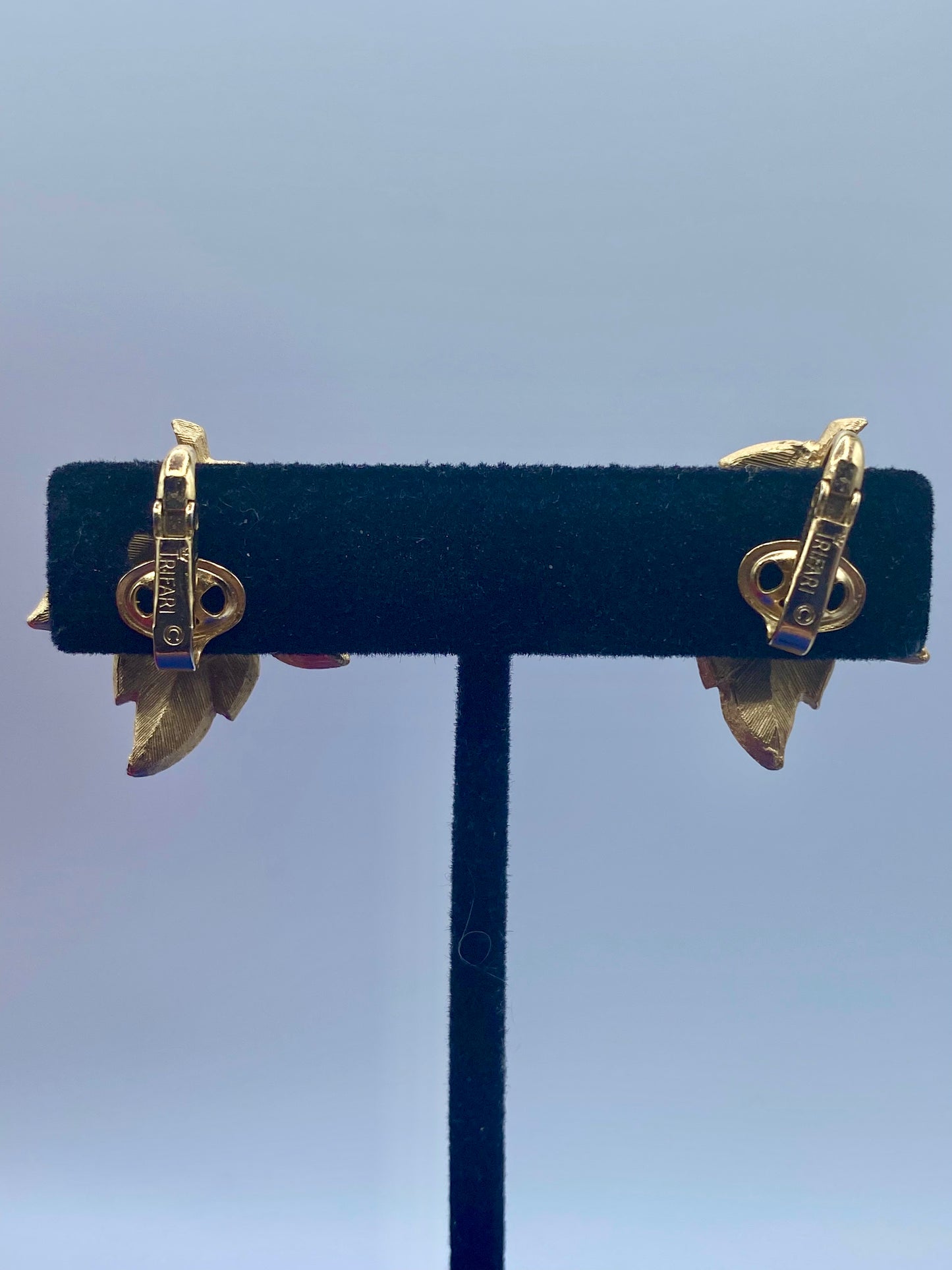 Crown Trifari Gold Tone Leaf Clip Ons