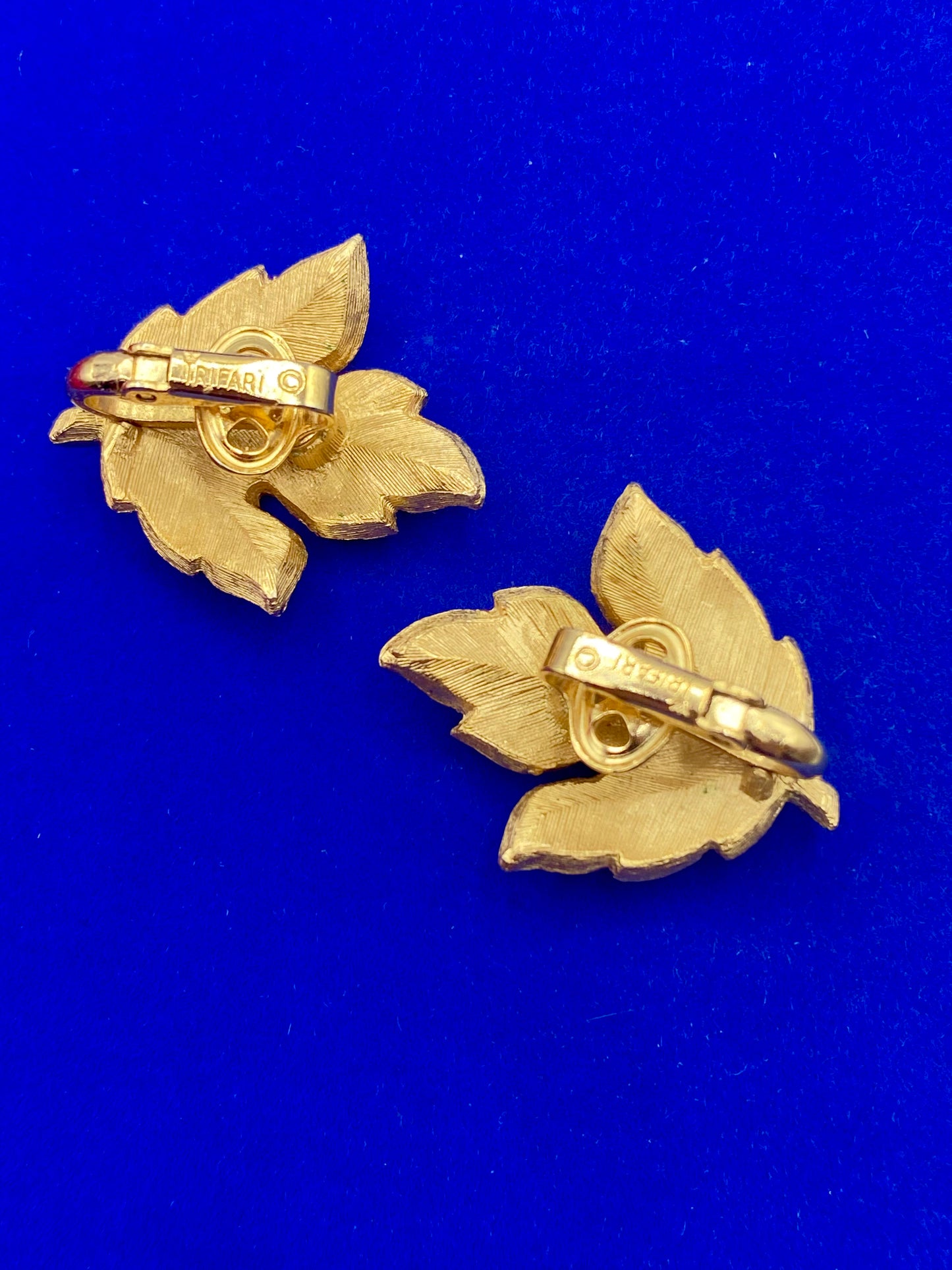 Crown Trifari Gold Tone Leaf Clip Ons