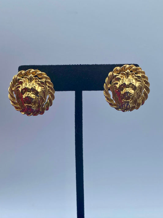 Vintage Anne Klein Lion Pierced Earrings