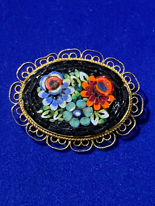 Vintage Micro Mosaic Brooch