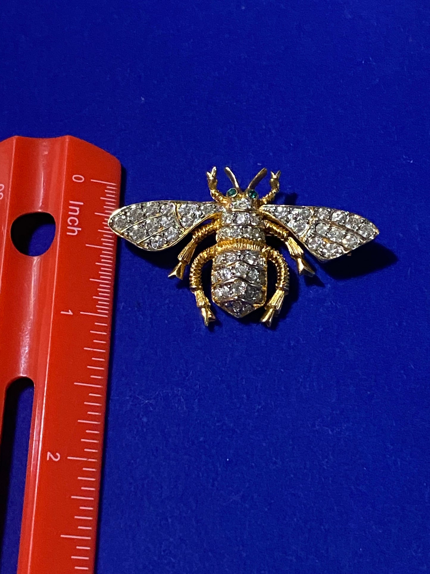 Vintage Rhinestone & Gold Tone Bee Brooch