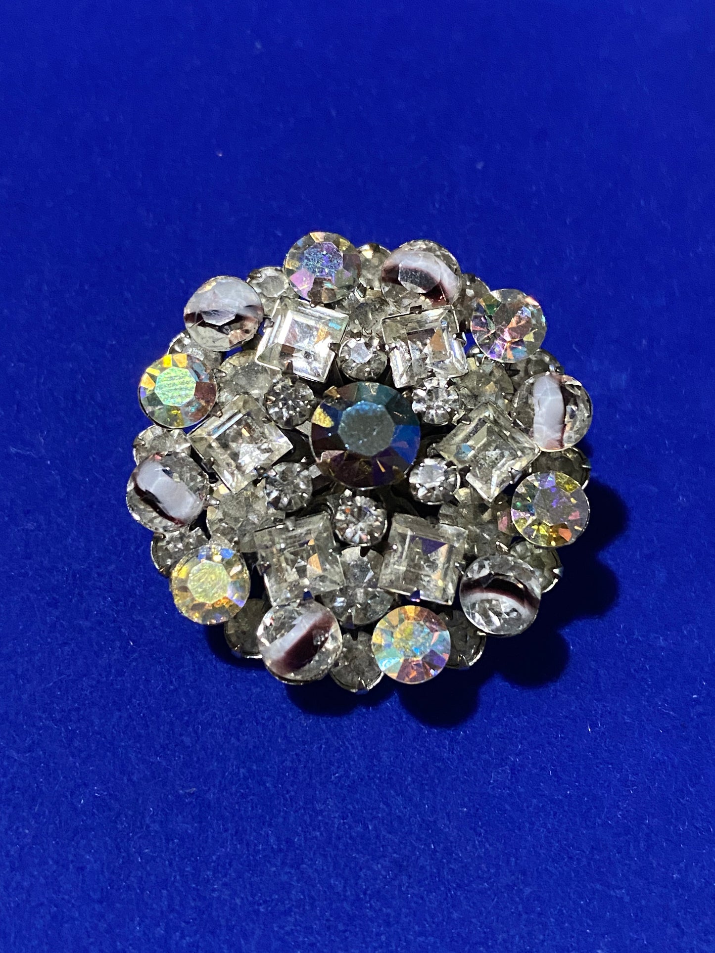 Vintage Glass & Rhinestone Brooch