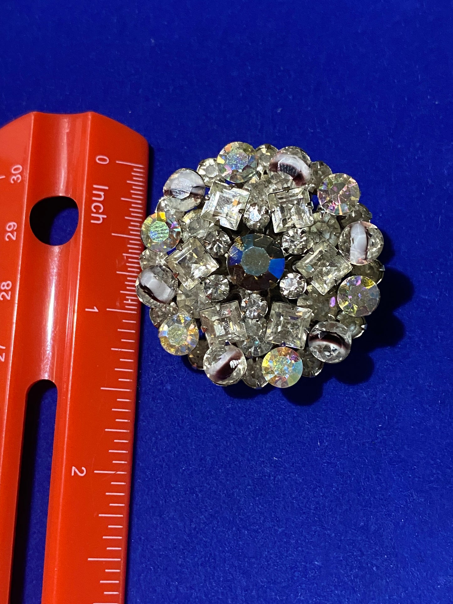 Vintage Glass & Rhinestone Brooch