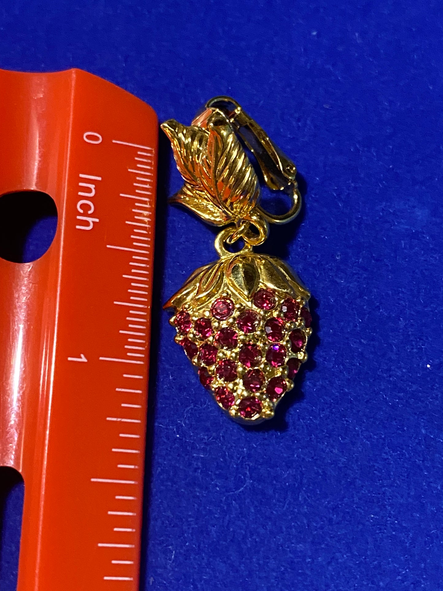 Vintage Avon Rhinestone Strawberry Clip Ons