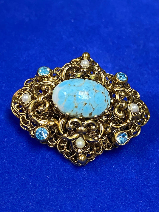 Vintage Austria Glass Brooch