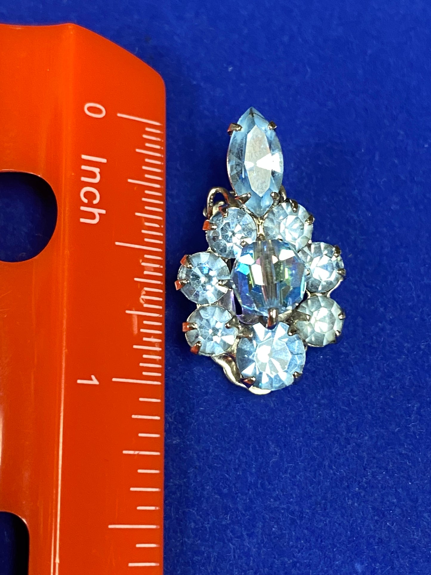 Vintage Blue Rhinestone Clip Ons