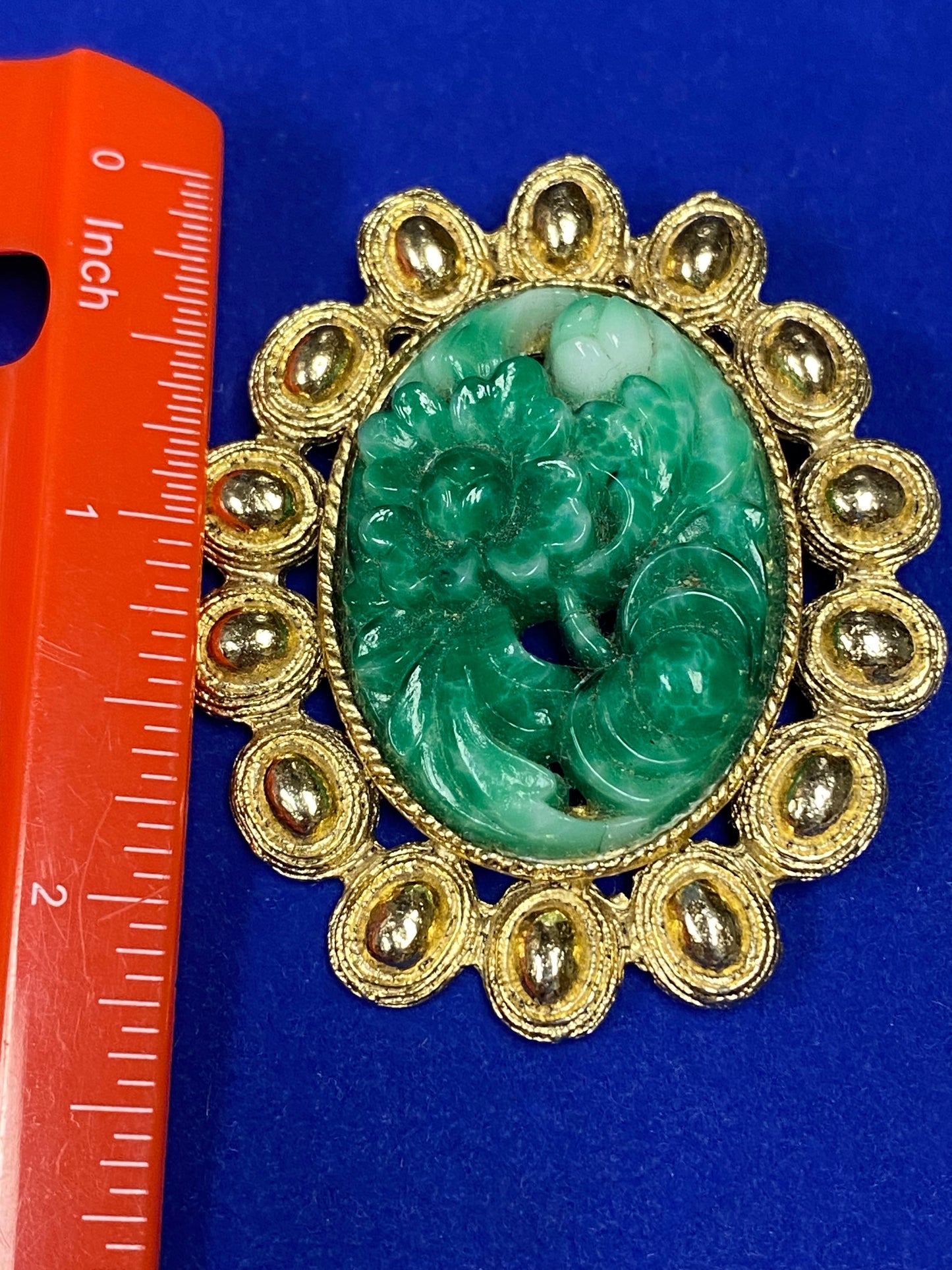 Vintage Hobé Jade Brooch