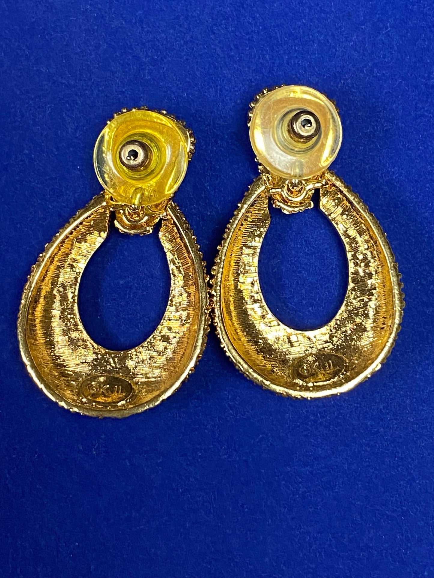 Vintage KJL Gold Tone & Rhinestone Earrings