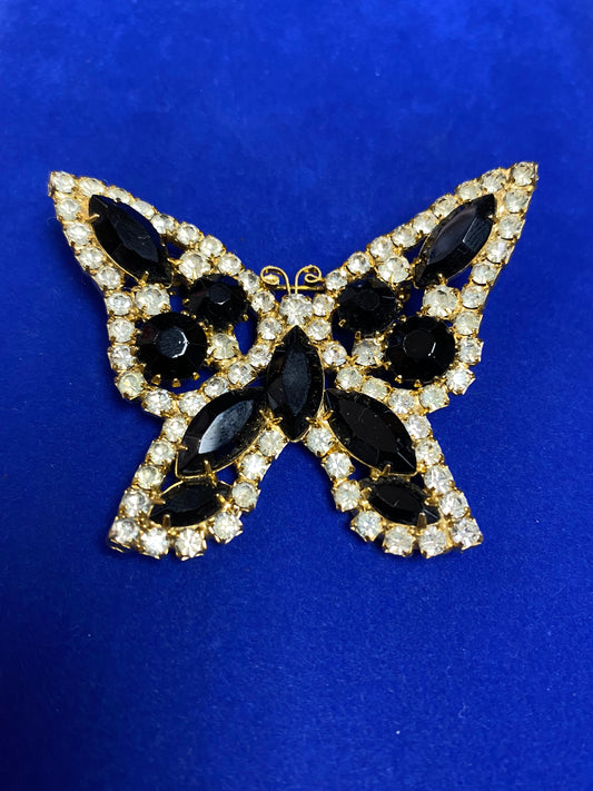 Vintage Rhinestone Butterfly Brooch