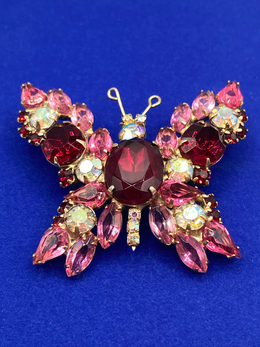 Vintage Rhinestone Butterfly Brooch