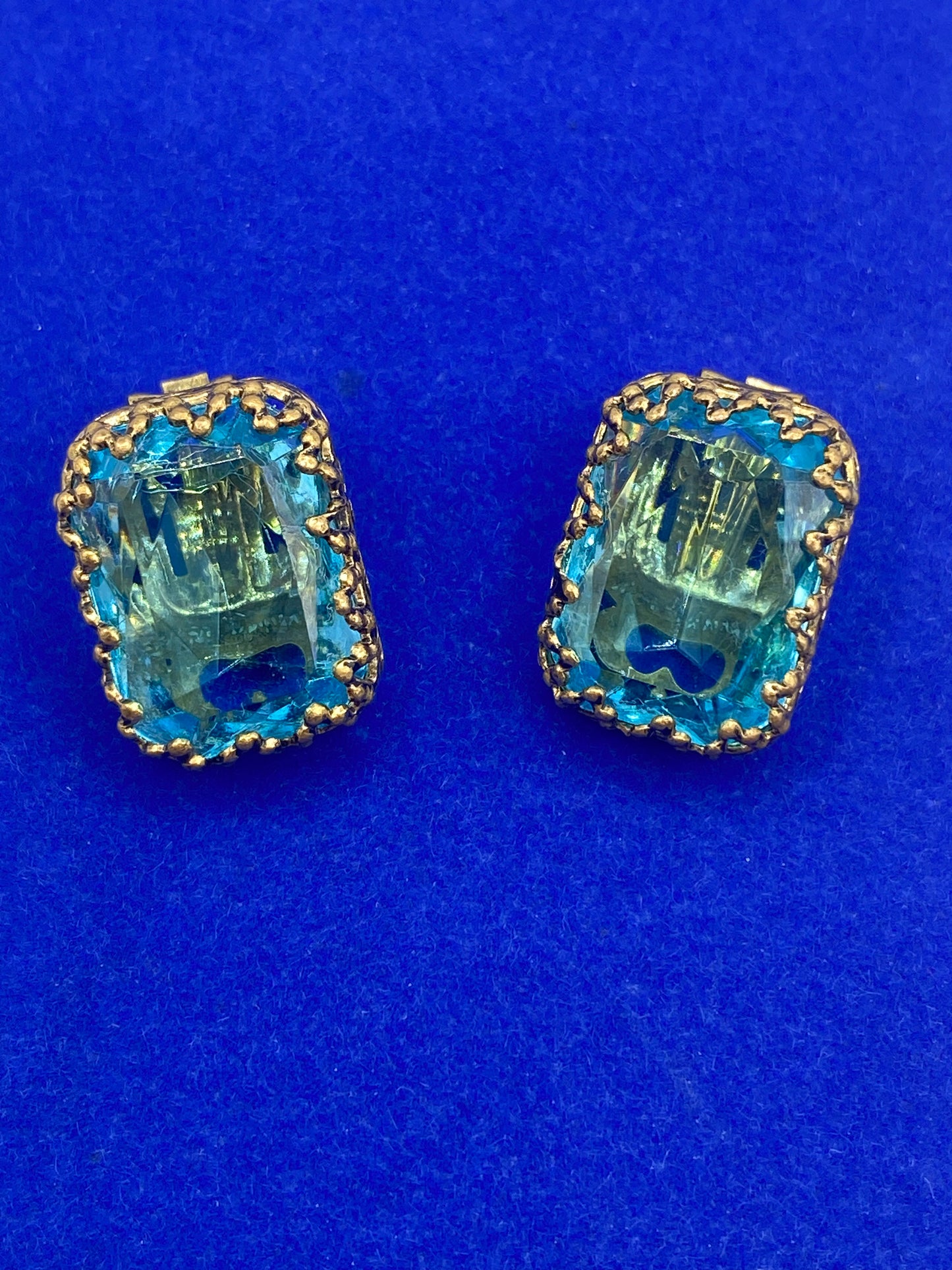 Vintage West Germany Blue Glass Clips