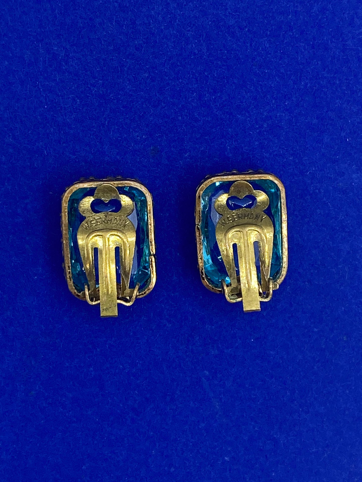 Vintage West Germany Blue Glass Clips