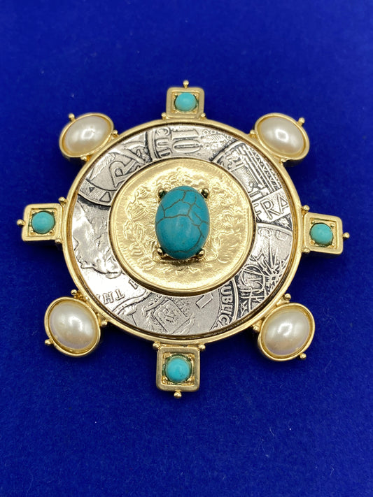 Contemporary Coin Brooch