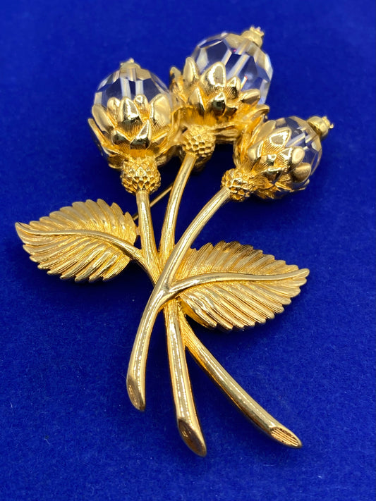 Vintage Swarovski Crystal Gold Tone Brooch