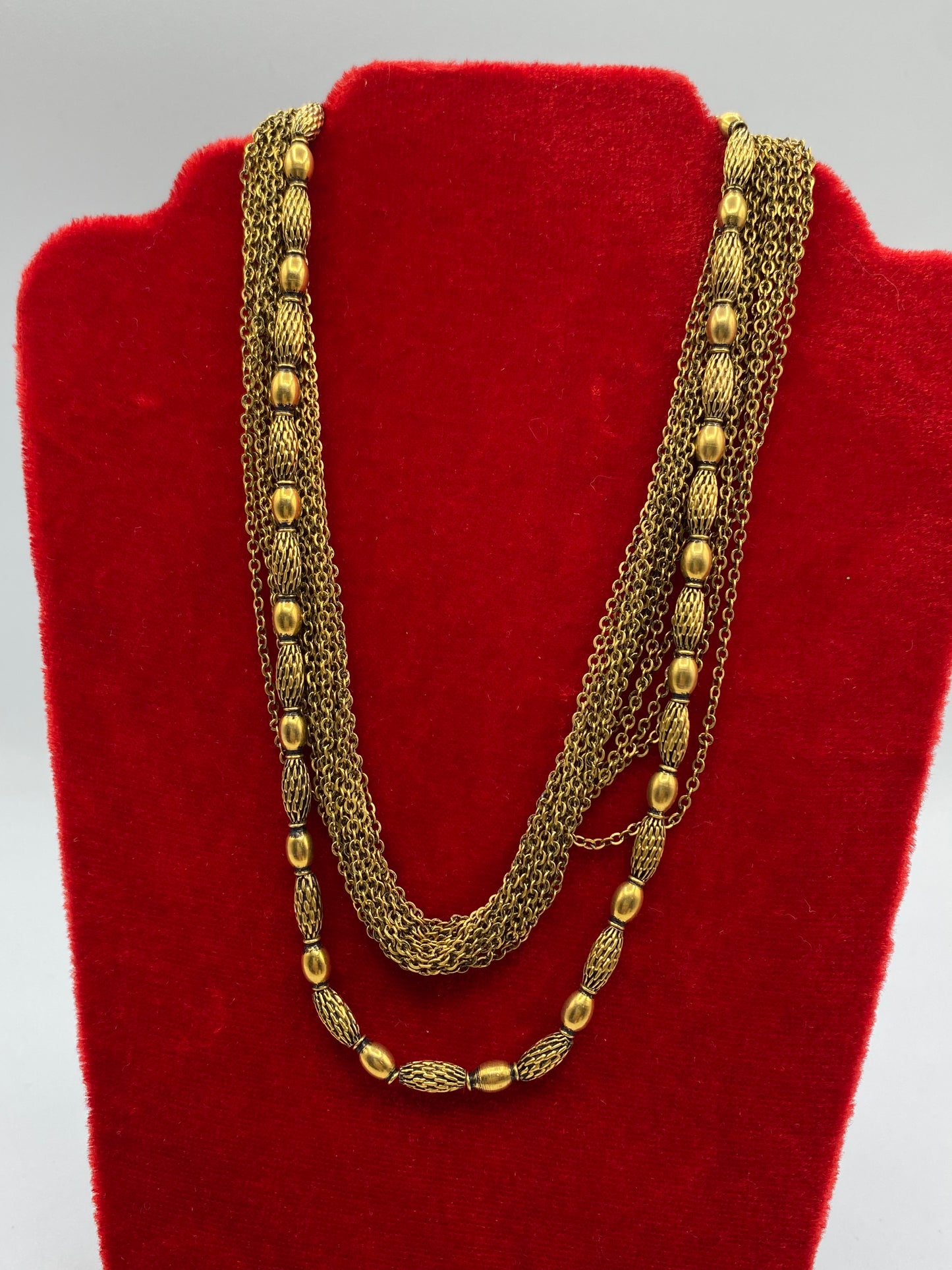 Vintage Vogue Multi Strand Gold Tone Necklace