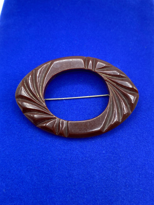 Vintage Carved Bakelite Brooch