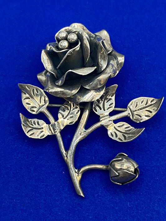 Mexico Sterling Silver Flower Brooch