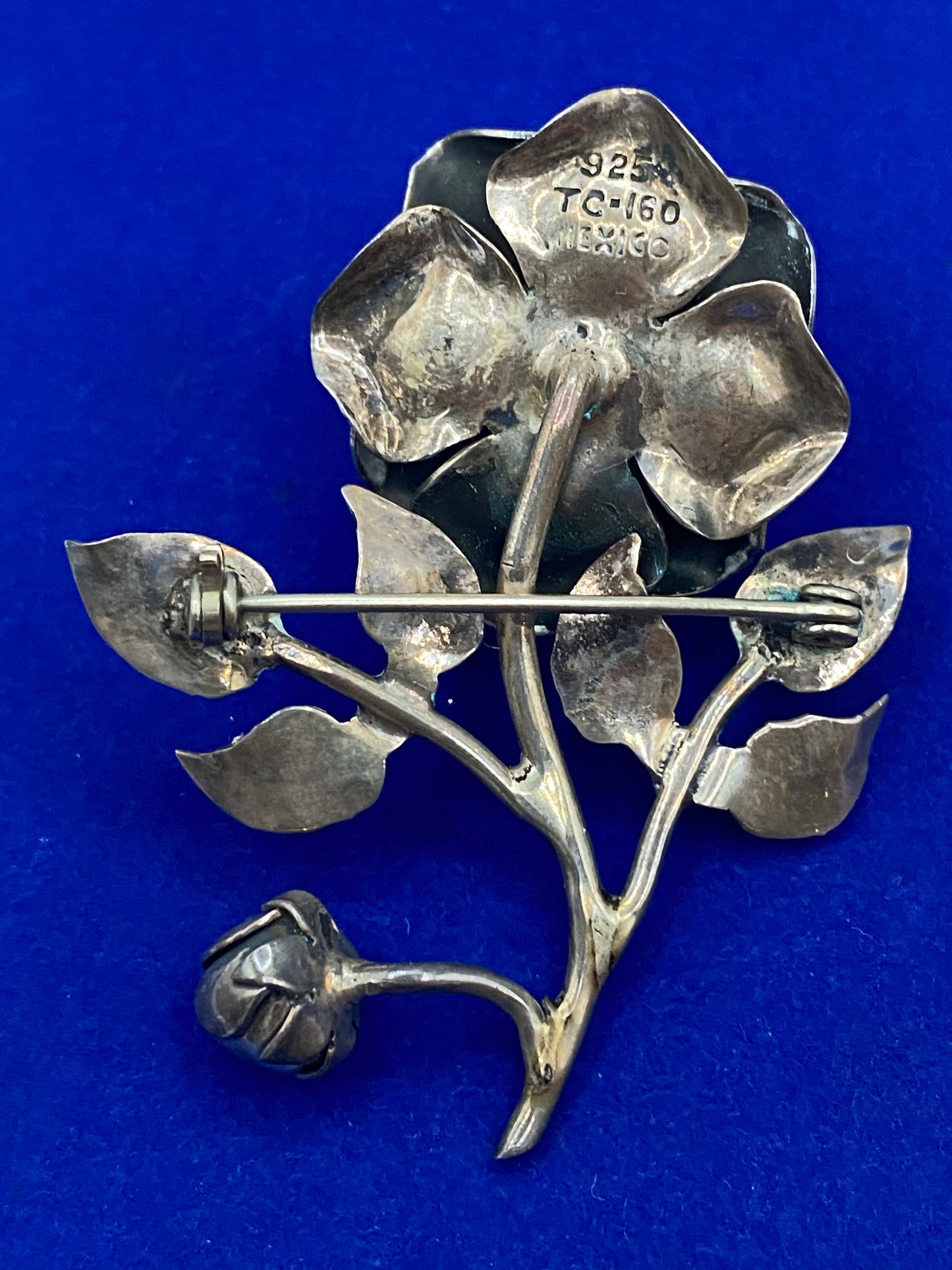 Mexico Sterling Silver Flower Brooch