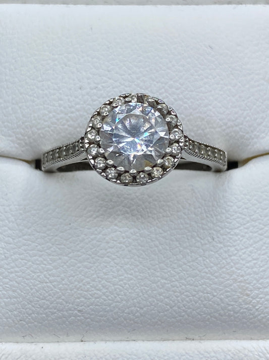 Sterling Silver CZ Round Ring