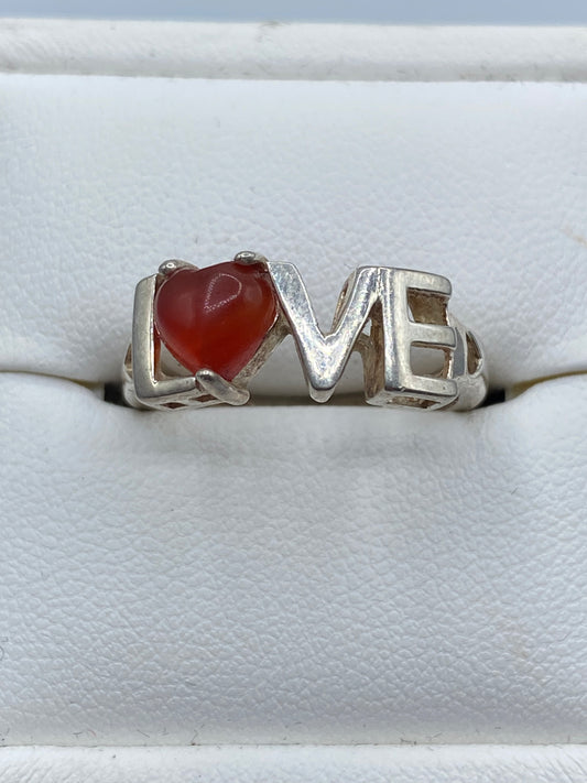 Sterling Silver Carnelian Love Ring