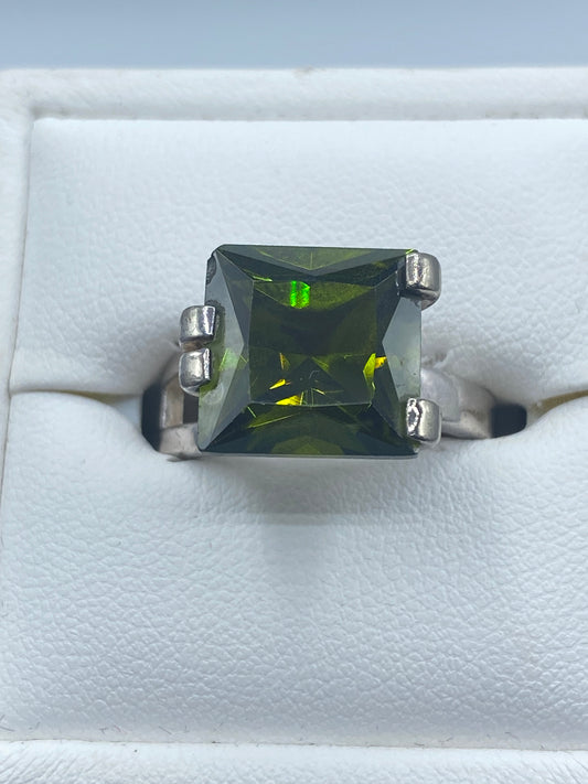 Sterling Silver Green CZ Ring