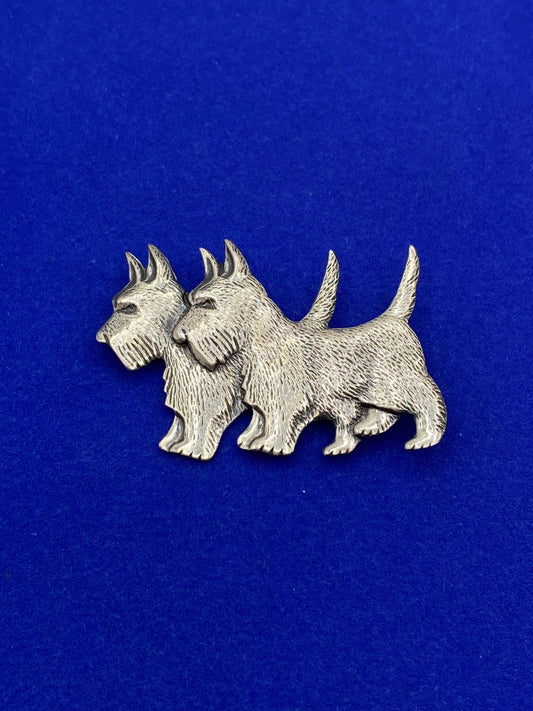 Vintage Beau Sterling Silver Walking Scottie Dog Brooch