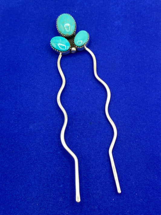 Sterling Silver & Turquoise Hair Pin