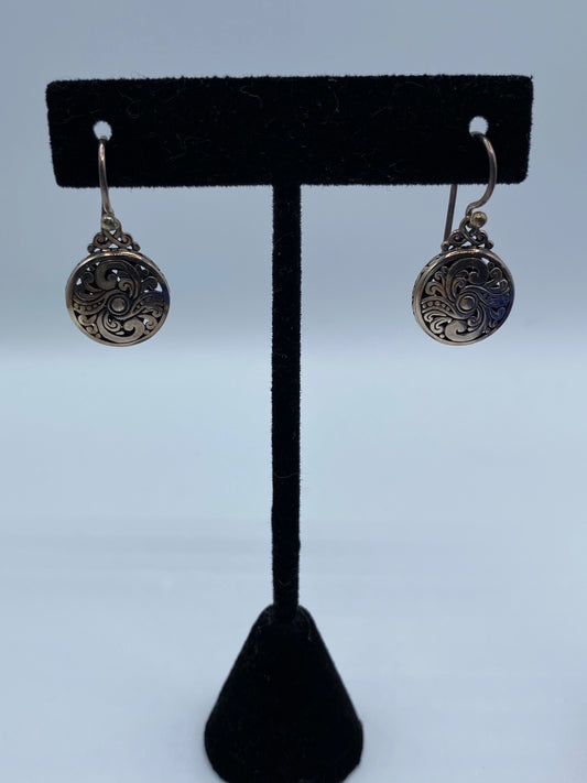 Sterling Silver Round Scroll Design Earrings