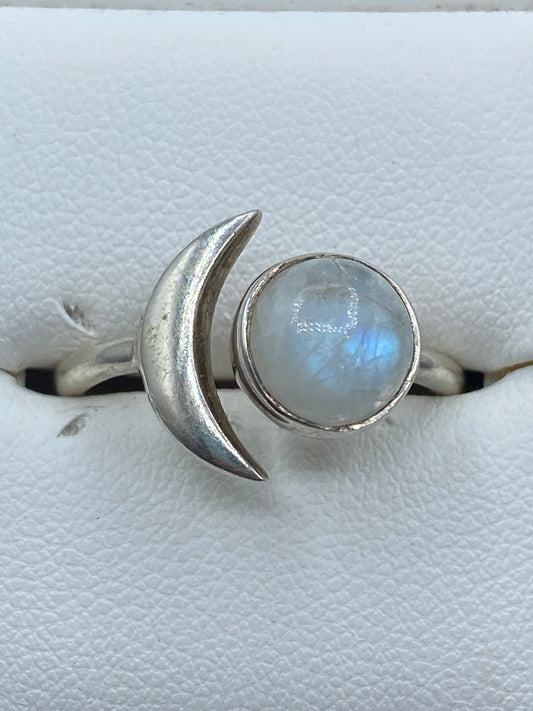 Sterling Silver Rainbow Moonstone Ring