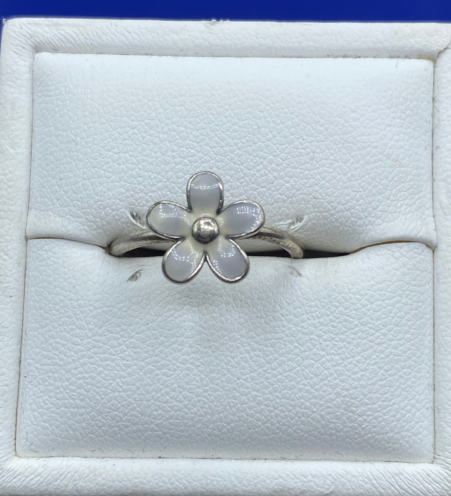 Vintage Pandora Sterling Silver Enamel Flower Ring