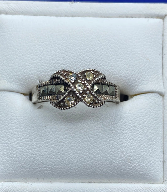 Sterling Silver Marcasite & CZ Ring
