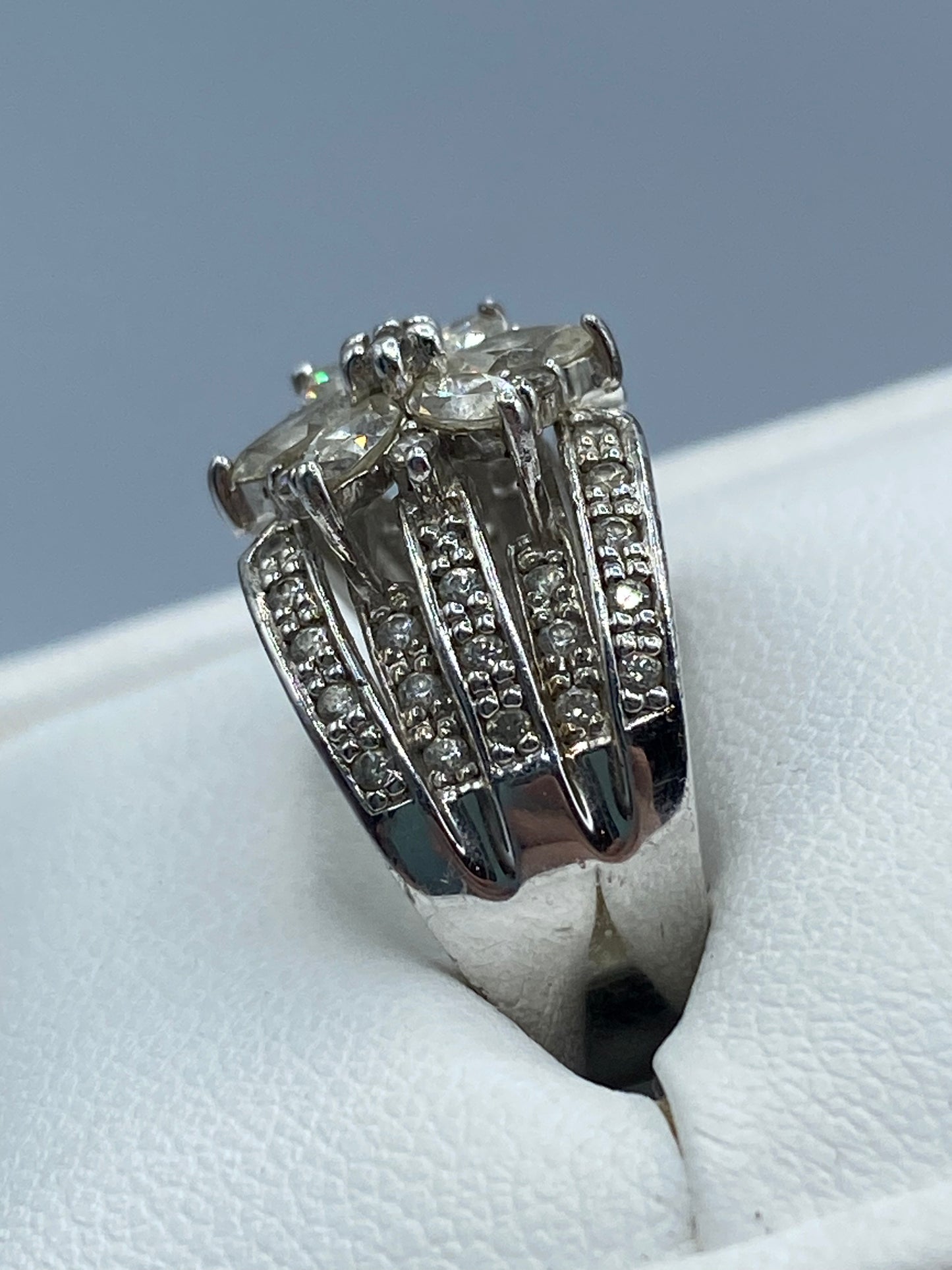 Sterling Silver CZ Floral Ring