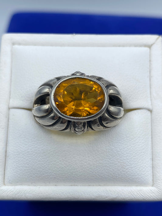 Sterling Silver Orange Glass Ring