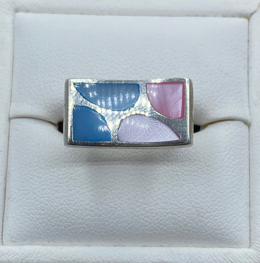 Sterling Silver Multi Color Mother of Pearl Ring