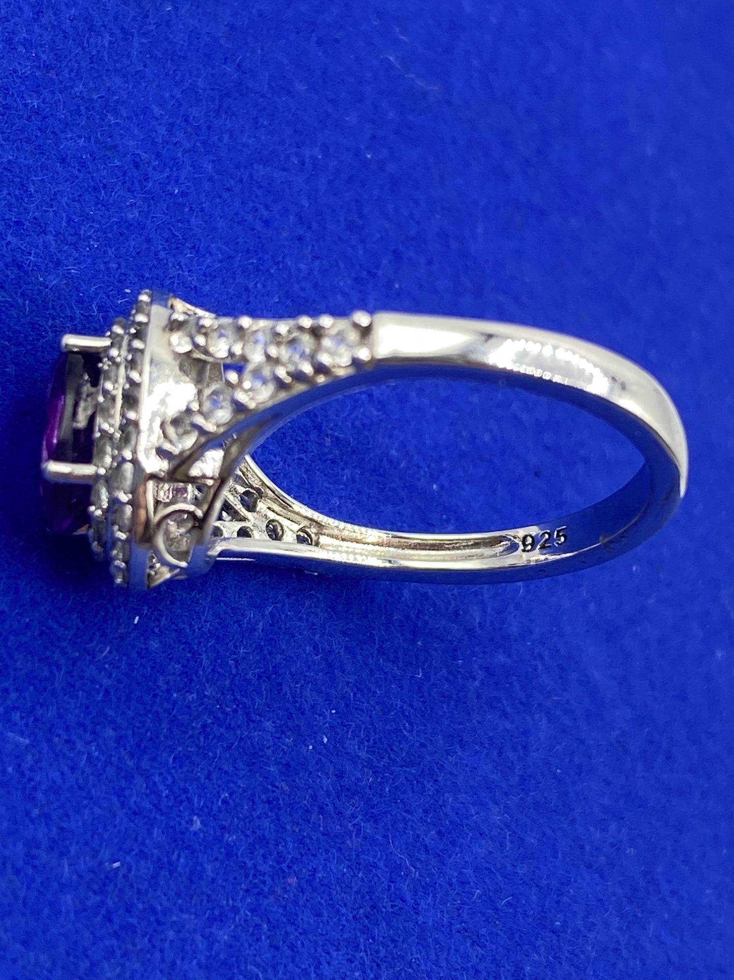 Sterling Silver Amethyst & Crystal Ring