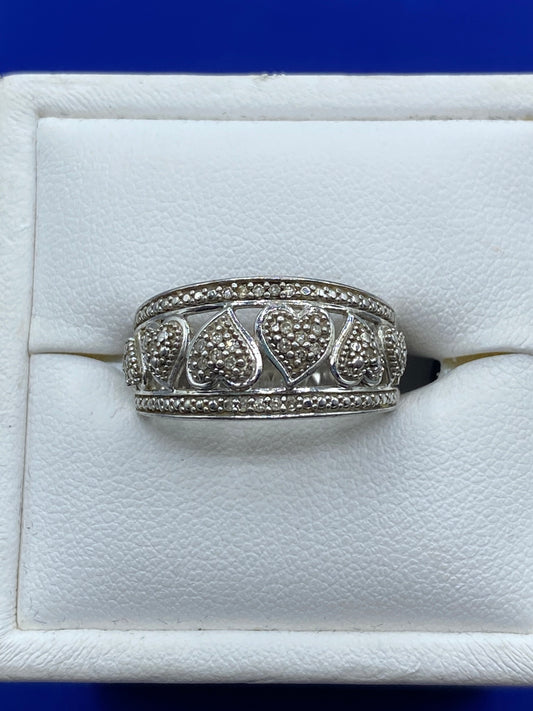 Sterling Silver & Diamond Heart Ring