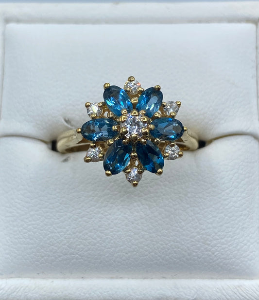 Sterling Silver Ross Simmons Vermeil Spinel Floral Ring