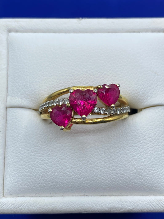 Sterling Silver Vermeil Ruby Heart Ring