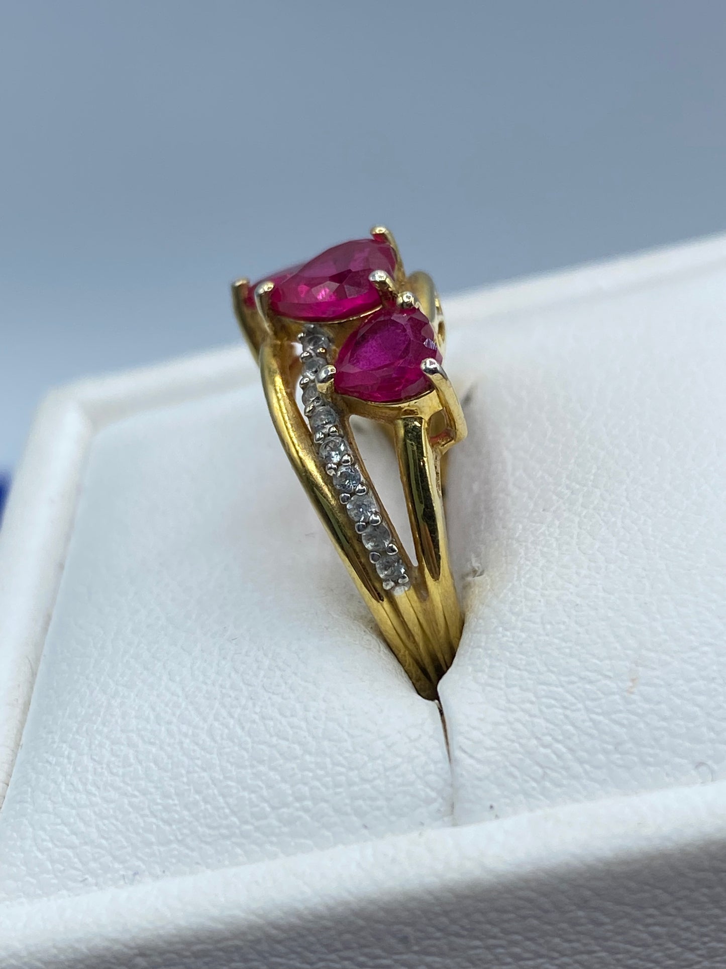 Sterling Silver Vermeil Ruby Heart Ring