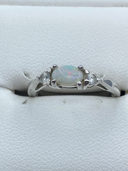 Sterling Silver Avon Opal & Topaz Ring