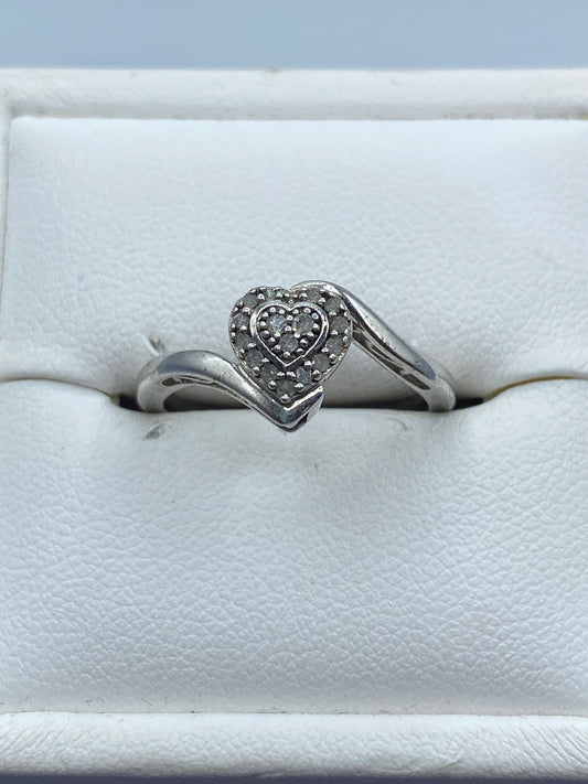 Sterling Silver & Diamond Heart Ring