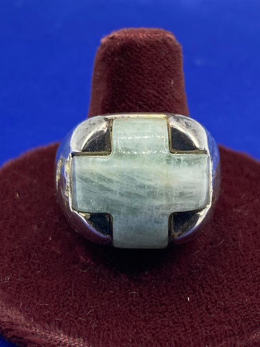 Sterling Silver Robert Lee Morris Studios Aventurine Cross Ring