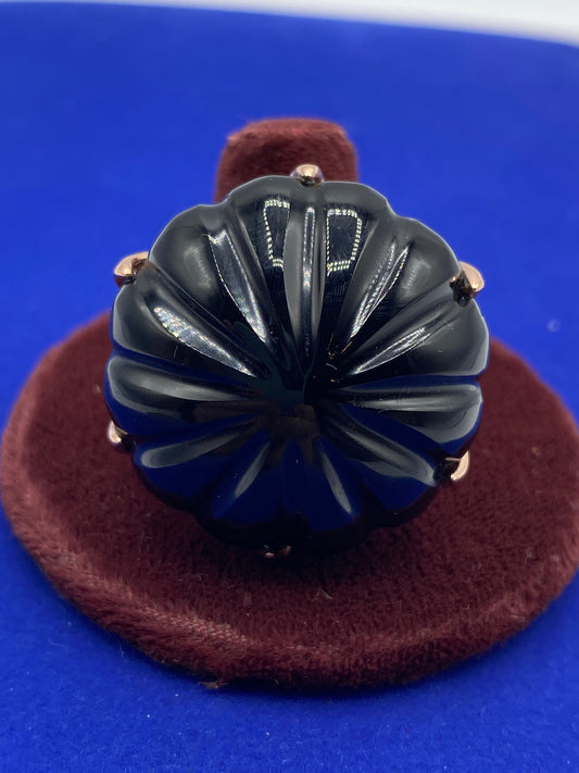 Sterling Silver Vermeil Onyx Ring