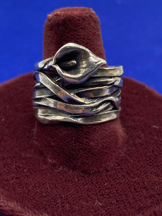 Sterling Silver Israel Floral Ring