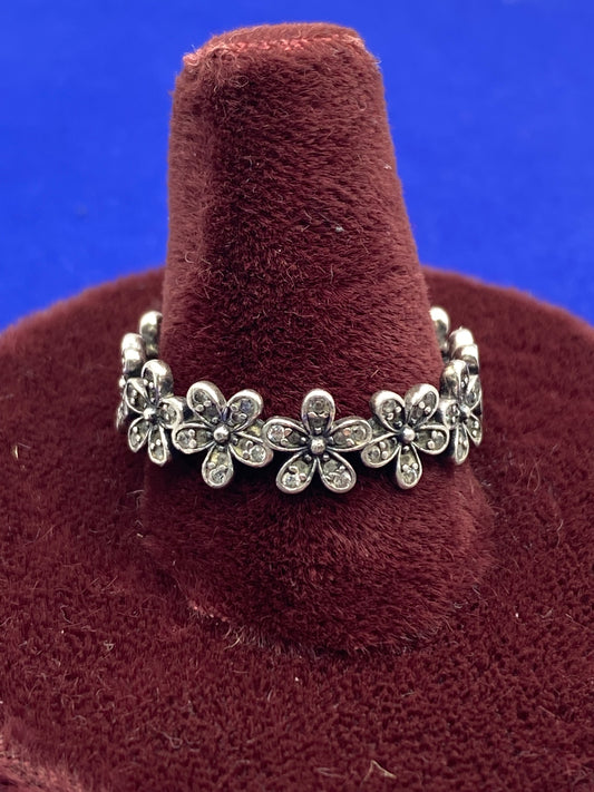 Sterling Silver Pandora CZ Floral Ring