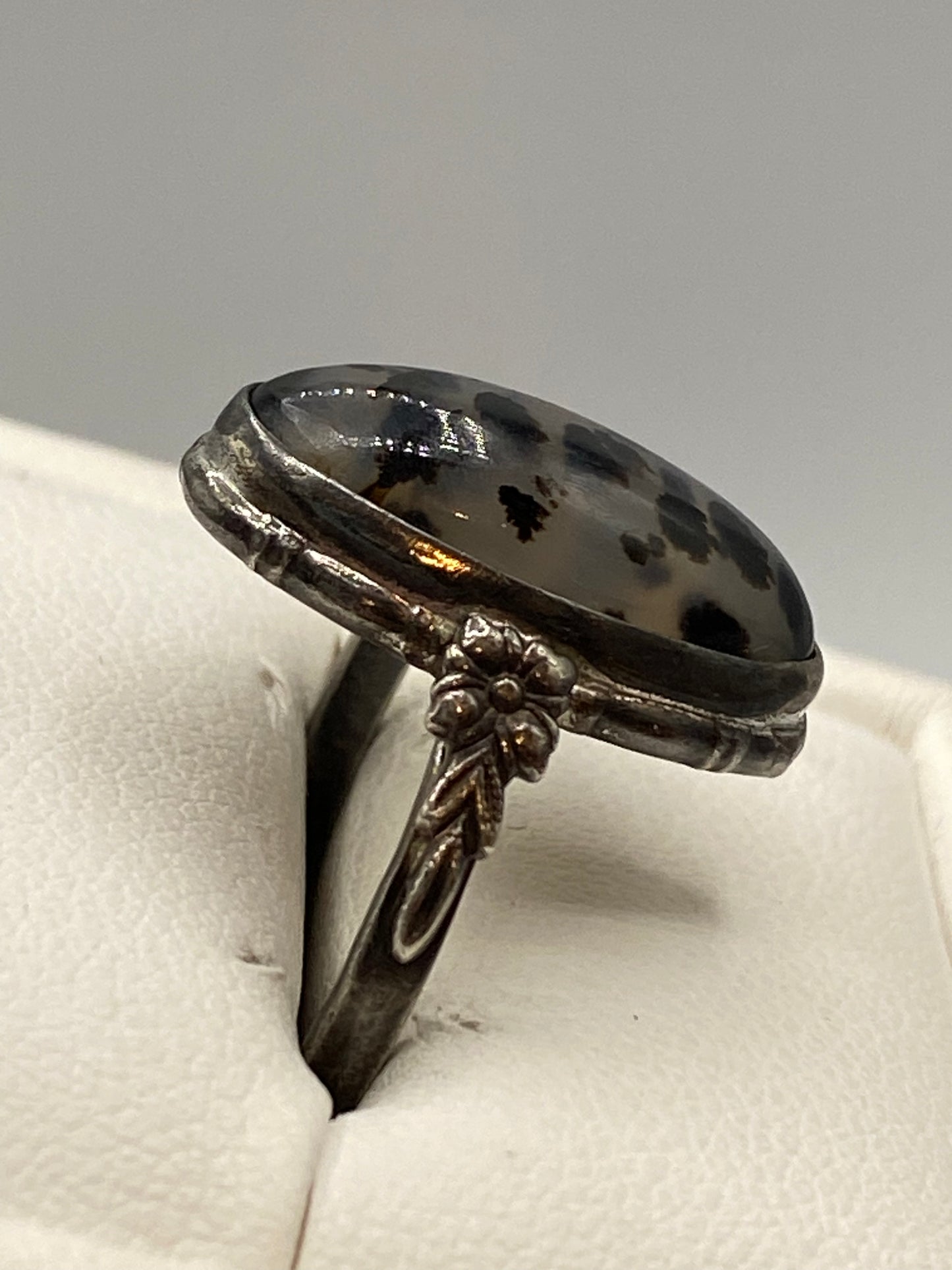 Vintage Sterling Silver Moss Agate Ring