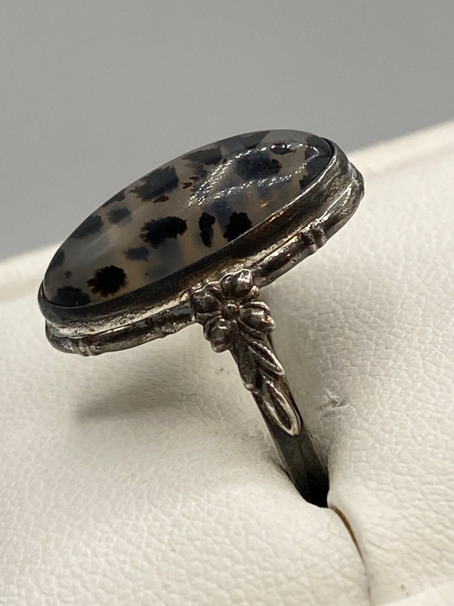 Vintage Sterling Silver Moss Agate Ring